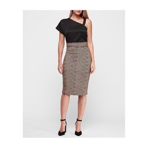 Express High Waisted Jacquard Belted Midi Skirt